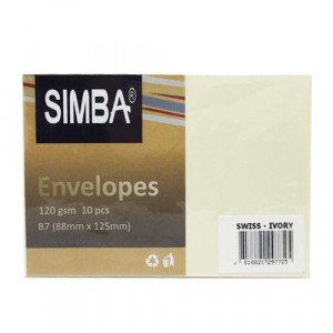 Embossed Envelopes Ivory SIMBA 125x88 mm 10 Pcs