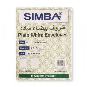 White Envelopes 12x16 in SIMBA 120gm 25 Pcs