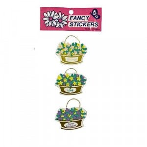 Small Congratulations Stickers Flower Basket Shape
