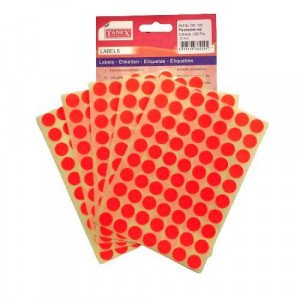 Office Label TANEX Phosphorescent Red Circles 13 mm
