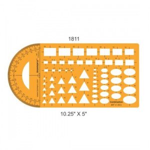 Geometrical Shablona Geometric Forms And Protractors 26x12.5 cm
