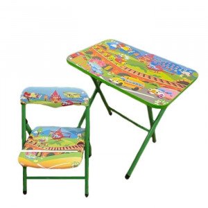 Metal Table and Chair Set Transportation Green