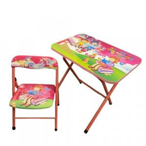 Metal Table and Chair Set Children and Books Pink