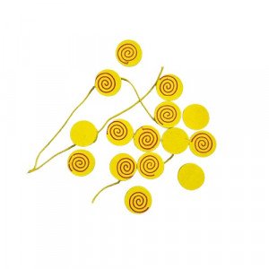 Wooden Beads Circular Set Yellow For Making Accessories