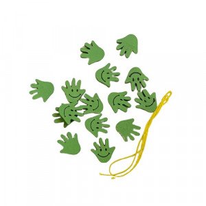 Wooden Beads Hand Shape Set Green For Making Accessories