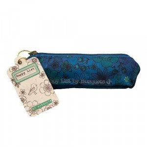 Happy List Zipper Pencil Case Turquoise Roses Busquets