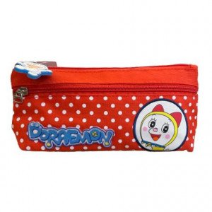 Pencil Case with Two Zippers Doraemon Red