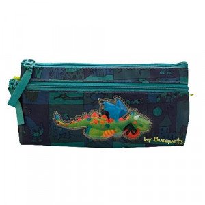  DRAGONS Two Zipper Pencil Case Busquets Green