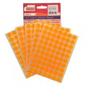 Office Label TANEX Phosphorescent Orange Circles 13 mm