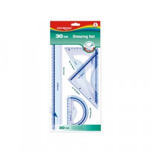 A set Of 4 Pieces A Triangle 2 Pieces A Protractor And A Ruler Transparent Blue KEYROAD