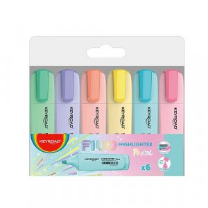 Highlighter Marker KEYROAD Chisel Tip 6 Pastel Colors