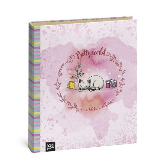 ملف بسكيت Pretty World وردي 4 حلقات A4
