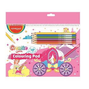 Sketchbook Set With Coloring Book, Wooden Colors And Stickers For Children KEYROAD Cinderella