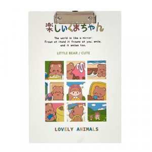 Clip Board White A4 Bear Print