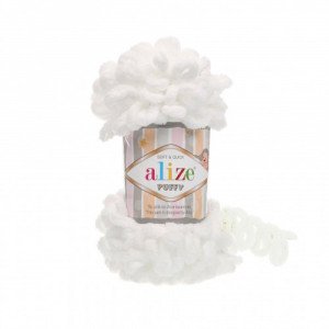  Soft Puffy Yarn White 55 ALIZE