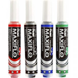 Pentel Maxiflo Chisel Tip Whiteboard Marker Set 4 Colors