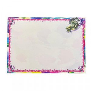 Certificate Paper With a Fuchsia Decorated Frame And a White Bouquet 25 Sheets