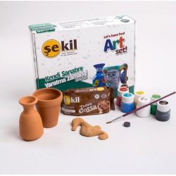Pottery Set 3 Pieces With Clay, Colors And Brush SEKIL
