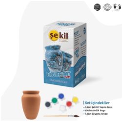 Pottery Set Jar With Colors And Brush SEKIL
