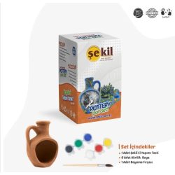 Pottery Set Pot With Colors And Brush SEKIL