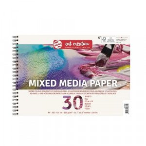 Sketchbook Mix Media Paper A4 TALENS ART CREATION 30 Sheets 250 gr