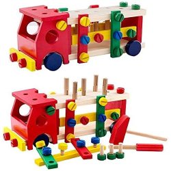 Wooden Children's Toy Reassembly Screw Car