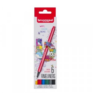 Fineliner Pen Set 6 Basic Colors BRUYNZEEL