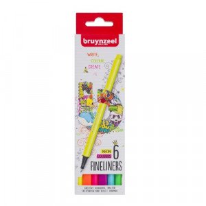 Fineliner Pen Set 6 Neon Colors BRUYNZEEL