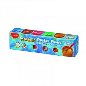Poster Colors Metallic KEYROAD 6 Colors With Brush