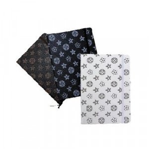 Memo Notebook 14x21 Cm With Rope Lined Leather Geometric Roses Colors