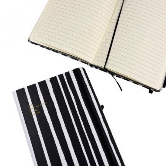 دفتر مذكرة 21x14 سم بحبل مسطر مخطط طولي اسود و ابيض