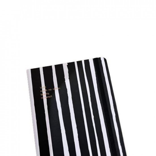 دفتر مذكرة 21x14 سم بحبل مسطر مخطط طولي اسود و ابيض