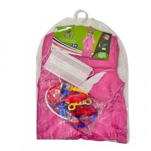Doctor's Clothing For Children's Educational Professions With a Mask Pink