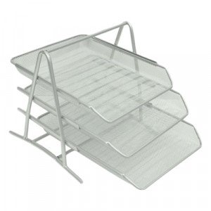 Document Rack, 3 Layers, Silver Iron Mesh