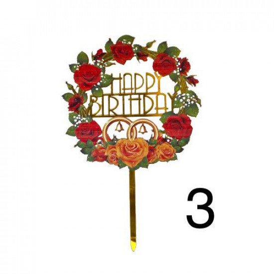 تغريسة كيك Happy Birthday عدة اشكال ورود مجموعه2