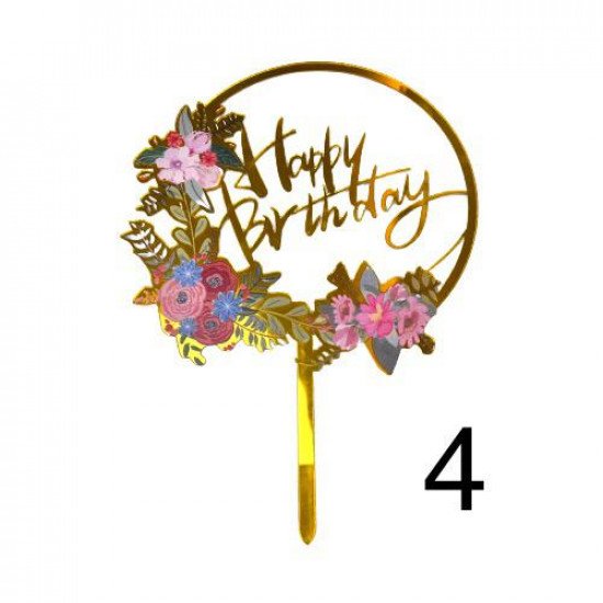 تغريسة كيك Happy Birthday عدة اشكال ورود مجموعه2