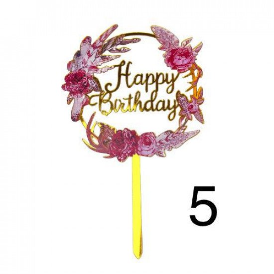 تغريسة كيك Happy Birthday عدة اشكال ورود مجموعه2