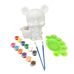 White Plastic Mini Mouse Piggy Bank With Colours Brush And Palette