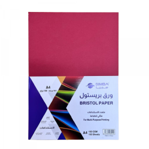 ورق تصوير احمر بريستول A4 سمبا 100 ورقه 180 جرام