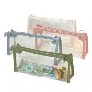 Transparent Zipper Pencil Case With Colorful Tip