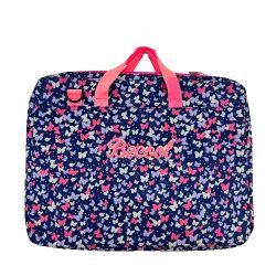 Laptop Bag With Butterflies Printed Zipper 35x40 cm Navy Blue