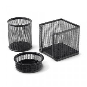 Desk Set 3 Pieces Of Metal Black Mesh MAS