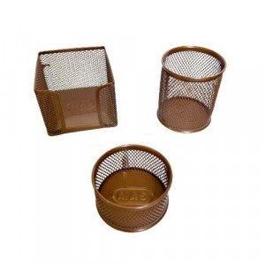 Desk Set 3 Pieces Of Metal Rose Gold Mesh MAS