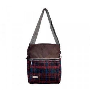 Shoulder Bag With Zipper And External Pocket BUSQUETS Brown Plaid
