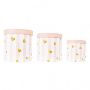 Cylindrical Gift Box Set Of 3 Sizes, Pink