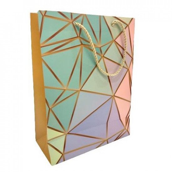 كيس هدايا ورق 32x25x11 سم خطوط هندسية