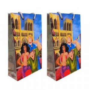 كيس هدايا ورق 26x16x6.5 سم احدب نوتردام ديزني قطعتين