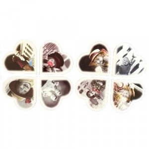 A set Of Heart Shaped Notebooks With Children's Characters, 8 Notebooks
