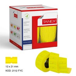 TANEX Pricing Machine Roll, Two Lines, 24 Rolls Yellow Phosphorescent