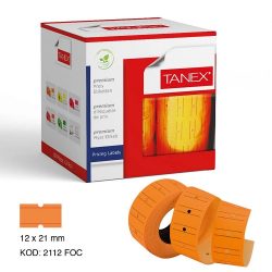 TANEX Pricing Machine Roll, Two Lines, 24 Rolls Orange Phosphorescent